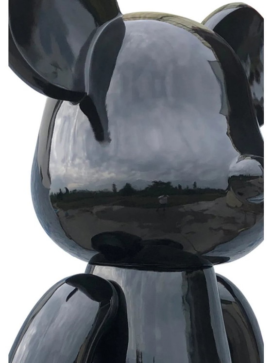 Image 1 of Fiberglas-Skulptur – Modische Ziegelstein-Bärenfigur – Schwarz