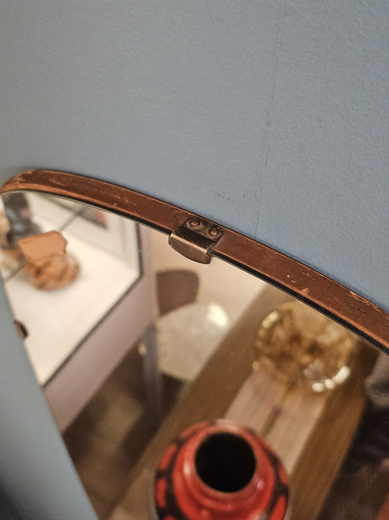 Image 1 of Vintage Lange Organische Spiegel Houten Rand Wandspiegel 