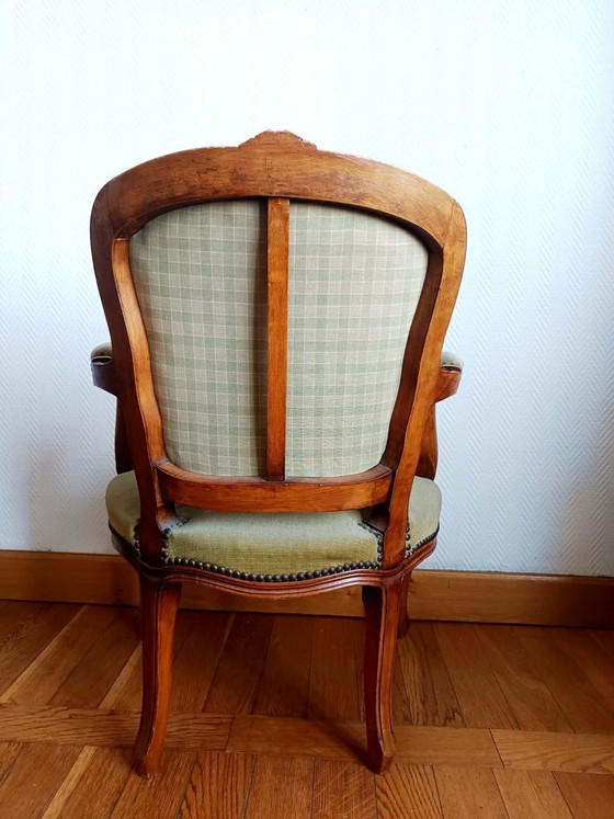 Image 1 of Louis XV groene cabriolet fauteuil