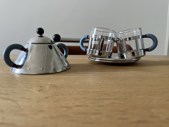 Image 1 of Alessi 2 tazas de café espresso + platillo + azucarero y cuchara