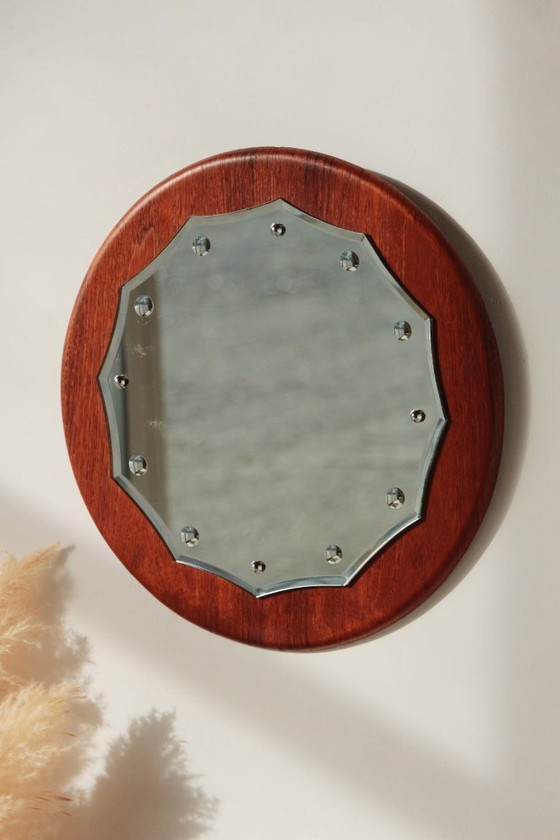 Image 1 of Vintage Round Teak Mirror from the 1960s - 02.10.25.03