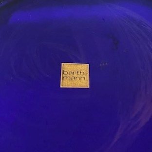 Image 1 of Anello vintage in oro con cristalli blu cobalto Barthman, anni '40