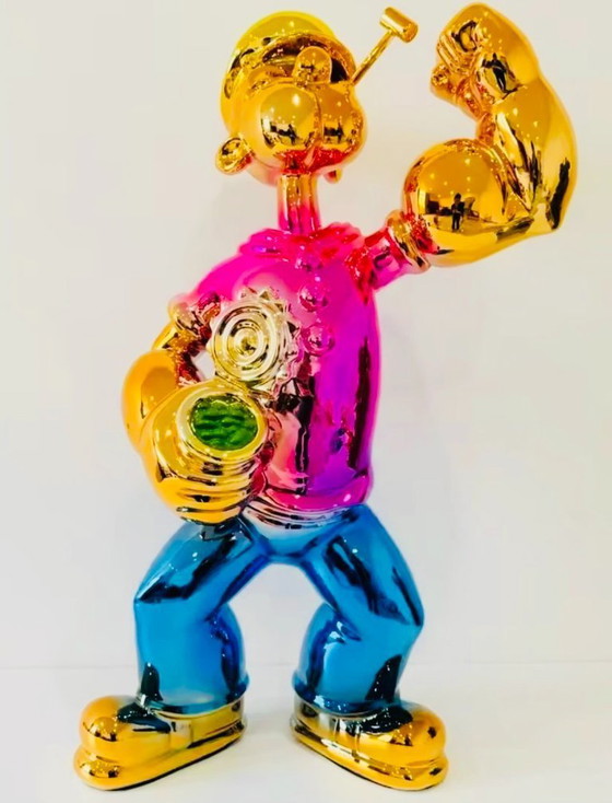 Image 1 of Grande sculpture de Popeyes, style pop art, objet de collection, Monopoly XL rose, style dessin animé