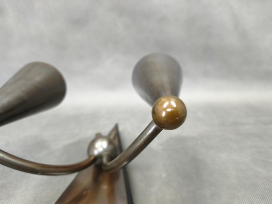 Image 1 of Applique murale Art déco cubiste tchèque, métal et bois, années 1930