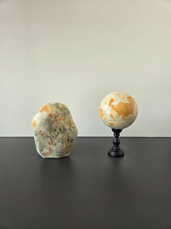 Image 1 of Natural stone ornament on base & Natural stone unique shape (Duo)