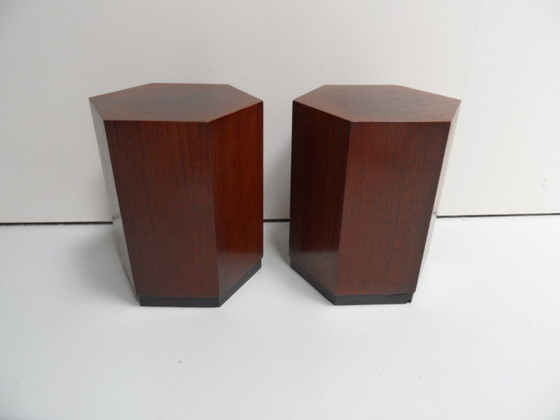 Image 1 of Ensemble vintage de 2 tables d'appoint en wengé