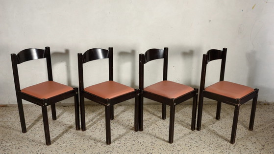 Set di 4 sedie da pranzo di design italiano 1980 – Legno, Retro (photo 3 of 10)
