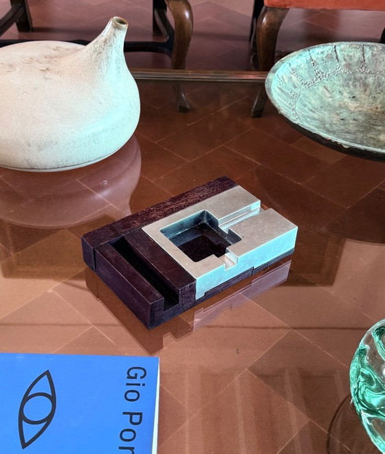 Image 1 of Cenicero de caoba moderno de mediados de siglo, Alfred Dunhill Italia Años 70