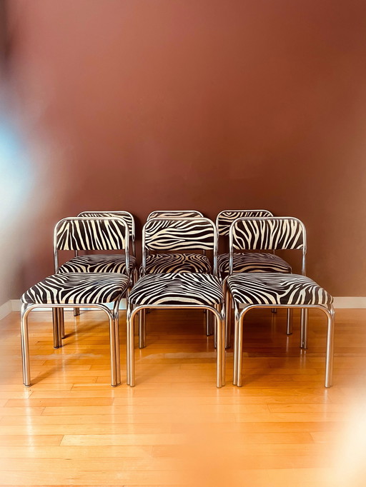 Seventies Zebra Stoelen Set van 6