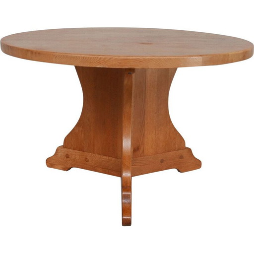 Oakwood vintage circular dining table, Holland 1970s