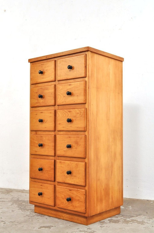 Armario/cómoda escolar vintage en madera de haya, años 50