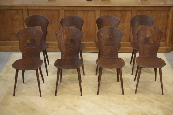 Set of 8 Baumann “Gentiane” model chairs by Henri Julien, 1960s – Dining chairs, Wood (photo 8 of 14)
