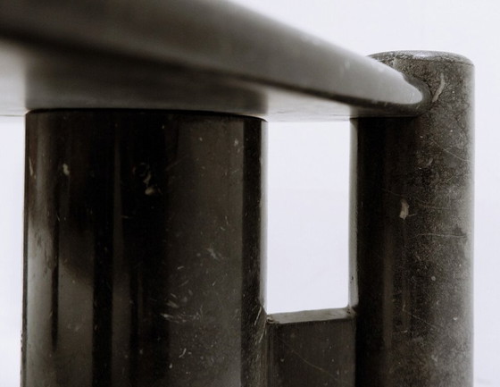 Image 1 of Vierkante salontafel in zwart marmer - Gae Aulenti-stijl - jaren 70