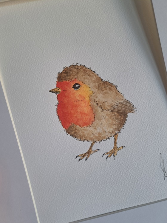 Original Watercolor Painting Robin | Includes Frame – Paintings & Drawings, Paper (photo 4 of 5)