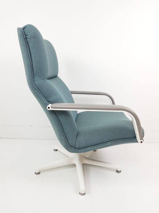 Artifort Draaifauteuil Blauwe Ploegstof Nieuw Gestoffeerd – Metal, Textile