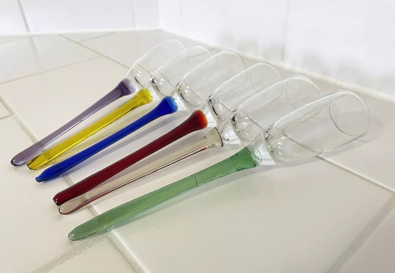 Image 1 of Service neuf Vintage de 6 flûtes à champagne en verre 