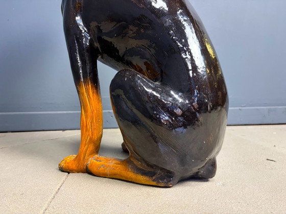 Levensgroot vintage geglazuurd keramisch Doberman-hondenbeeld, jaren 60 – Decoratieve objecten, Ceramic (photo 9 of 9)