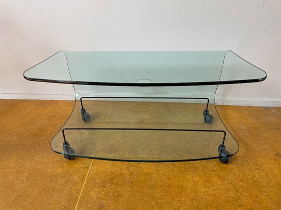 Image 1 of Fiam Italia design glazen tv-meubel side table gebogen glas