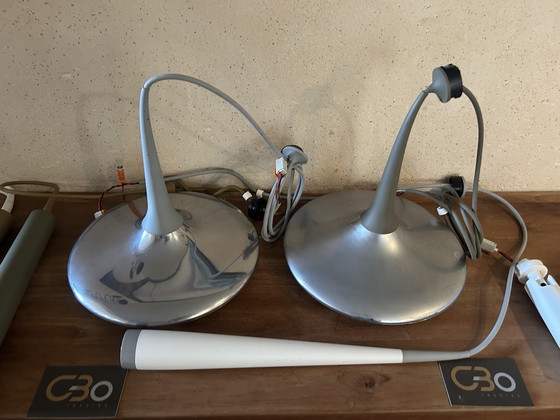 Image 1 of Vintage Tobias Grau Plafondlamp - Grote Plaat 120x40cm Lampen 2 Valbladeren