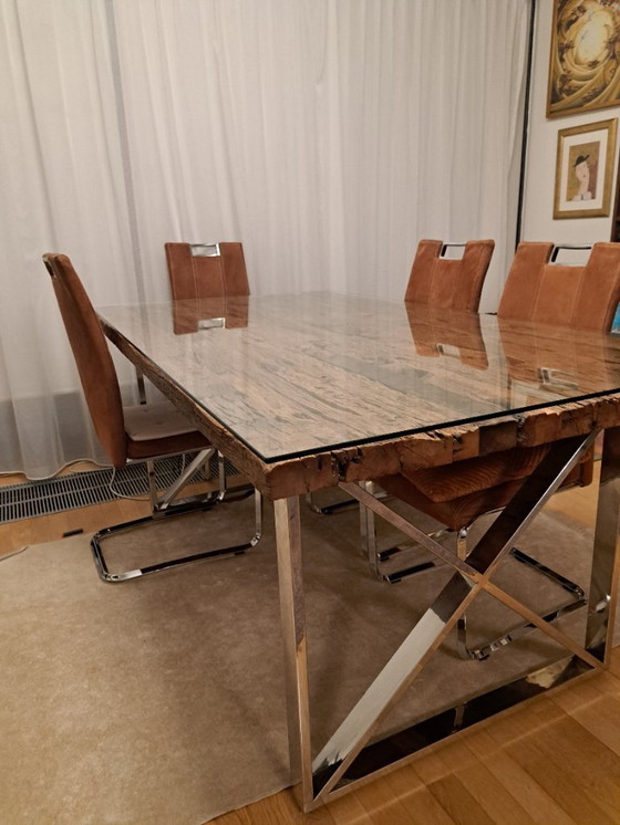 Image 1 of Luxury Design Table Richmond Interiors + 4 Chairs Chantecler--