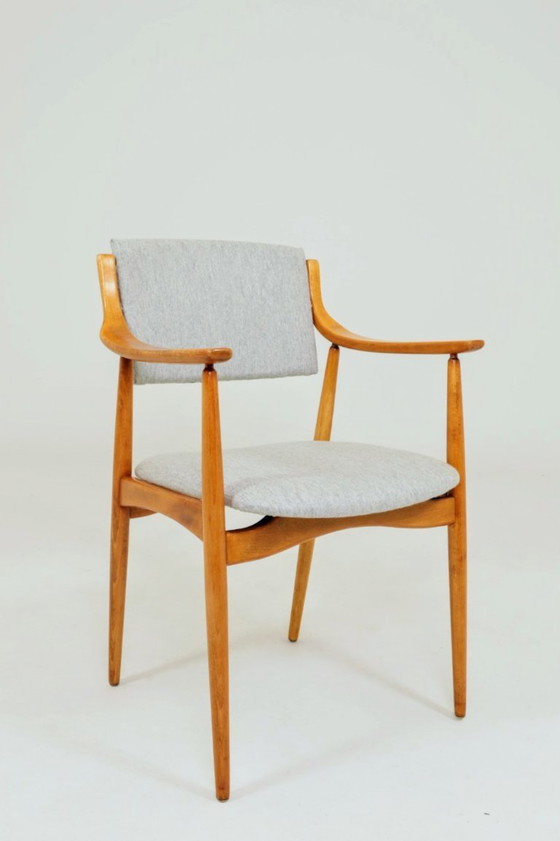 Image 1 of Vintage bureaustoel van zuivere scheerwol, lichtgrijs, 1960