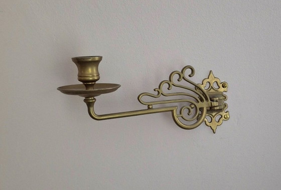 Juego de candelabros de pared antiguos estilo Art Nouveau para piano (latón) – Portavelas, Brass (photo 6 of 6)