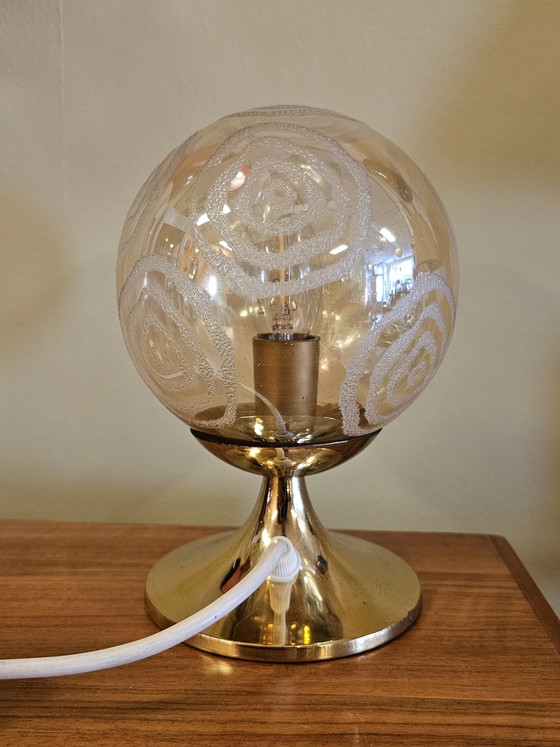 Image 1 of Vintage Brass Glass Globe Table Lamp Desk Lamp