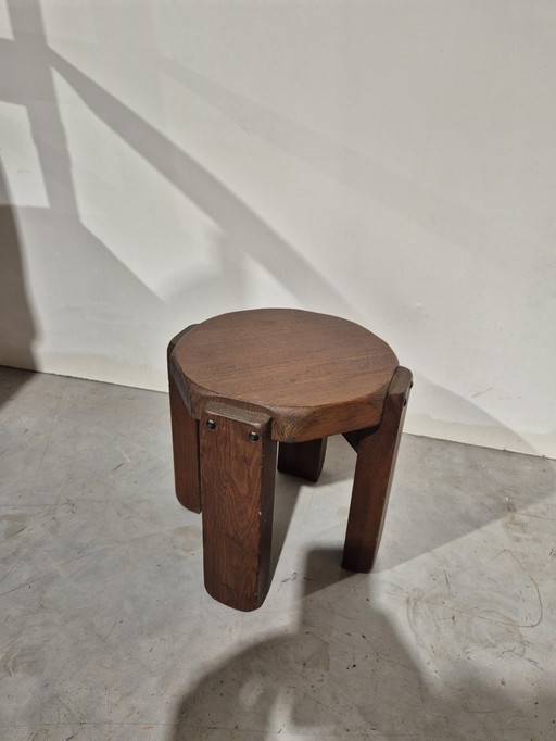 Brutalistischer Art-Deco-Hocker oder Pflanzentisch