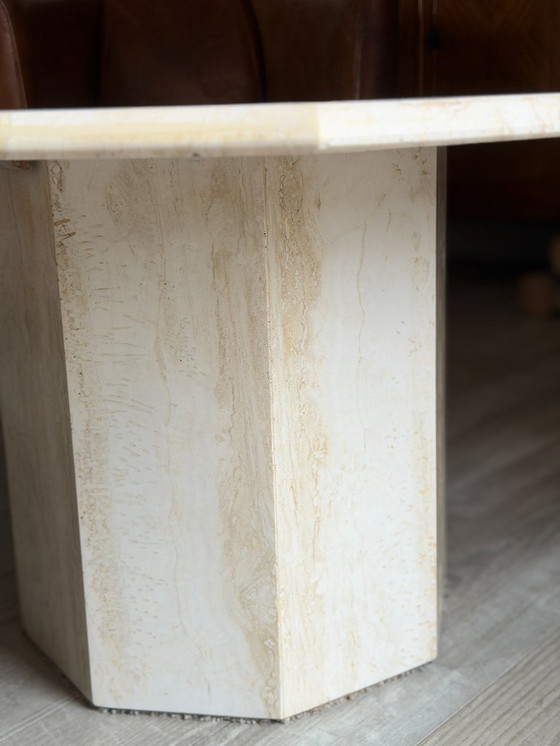 Image 1 of Vintage Octagonal Travertine Coffee Table – Mid-Century Italian Style – 1970s