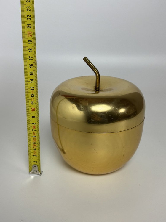 Image 1 of Authentic and Iconic Ettore Sottsass 'Mela' Ice Bucket in Gilded Aluminium and Brass for Rinnovel, Italy 1950s.