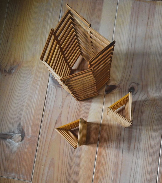Image 1 of Vintage houten onderzetter, opvouwbaar