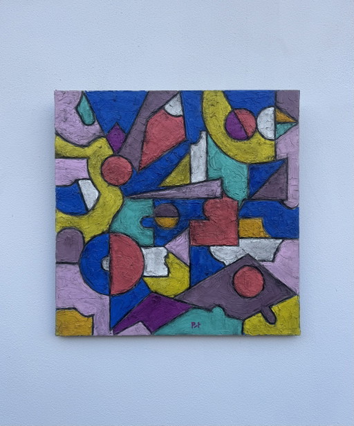 Colorful Geometric Abstract Painting – schilderijen tekeningen, Canvas
