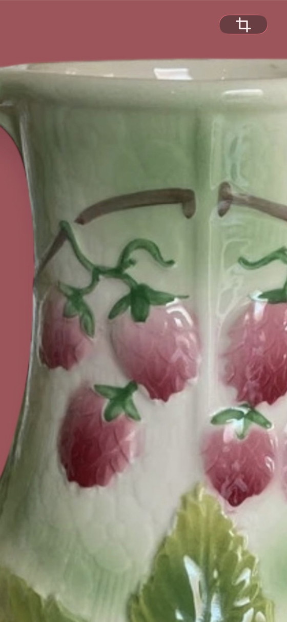 Image 1 of Saint Clement french majolica strawberry pitcher