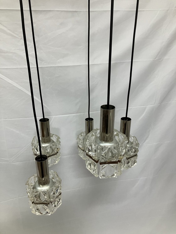 Image 1 of Lampadario Kinkeldey o lampada a sospensione a cascata con vetro di cristallo