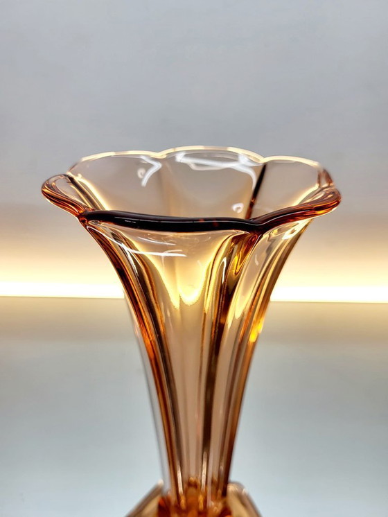 Image 1 of Jarrón Art déco Val Saint Lambert, serie Luxval modelo Américain M, color rosa, Bélgica