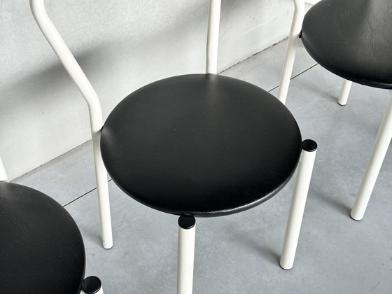 Vintage Postmodern Dining Chairs (4) – Metal, Skai (photo 5 of 7)