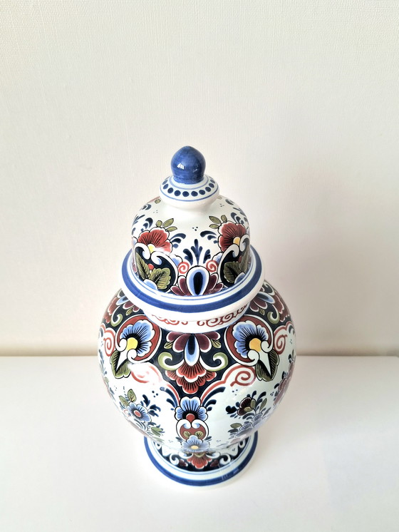 Image 1 of Hermoso tarro de jengibre policromado, intacto, de O.U.D. Delft Nijmegen.