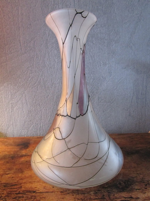 Beautiful Vintage Hand Blown Vase,Richly Decorated.