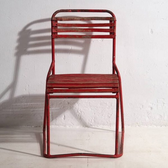 Sedie da giardino rosse antiche (c.1920). Set di 4 pezzi #37 – Wood, Iron (photo 31 of 40)