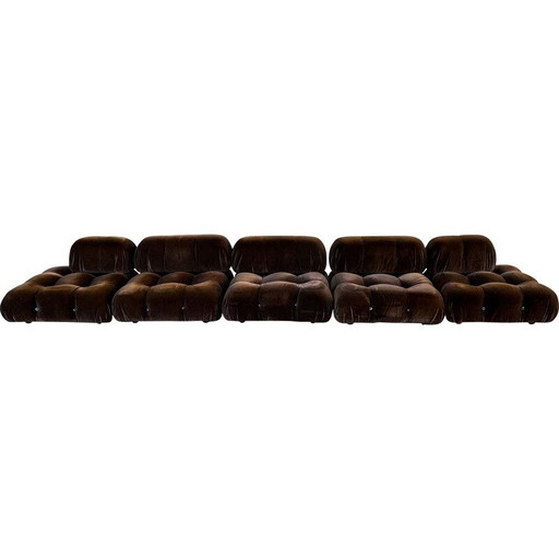 Set da soggiorno Camaleonda in velluto di alpaca marrone vintage di Mario Bellini per C&amp;B Italia, 1972