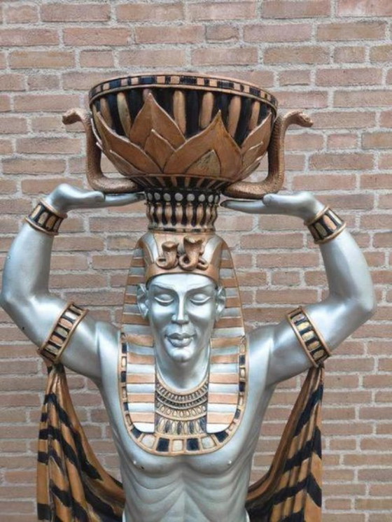 Image 1 of statua di faraone a grandezza naturale egiziana Porta piante - Egitto