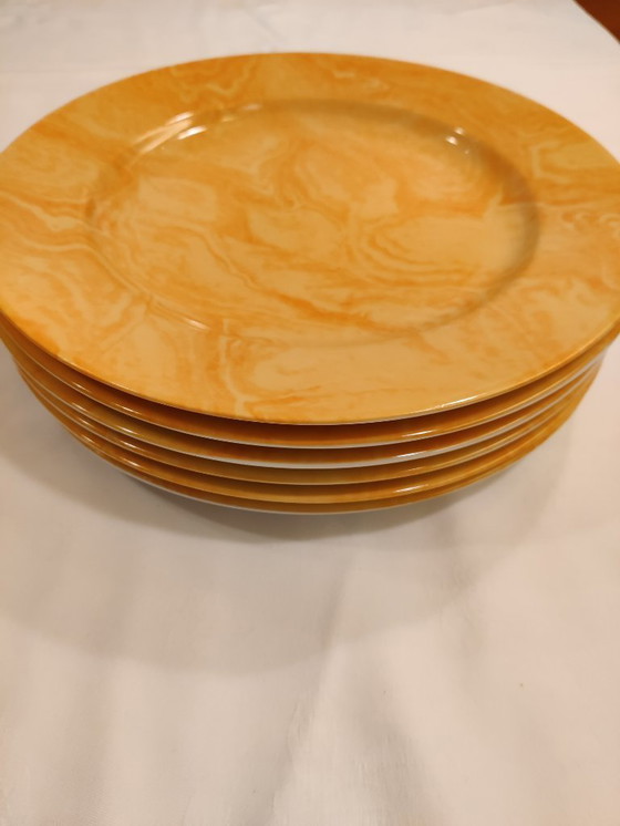 Image 1 of 6 sottopiatti in porcellana Schirnding, giallo-arancio