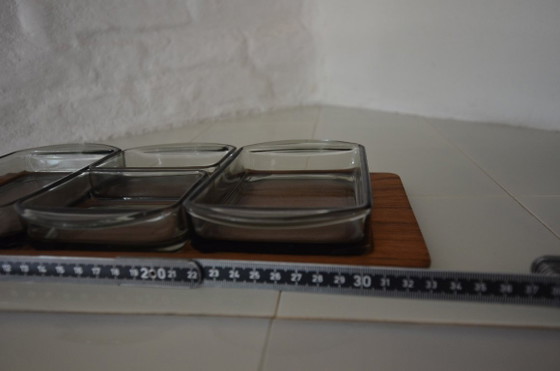 Set da portata in legno e vetro fumé, Accessori da tavola, Marrone, Vintage (foto 9 di 15)