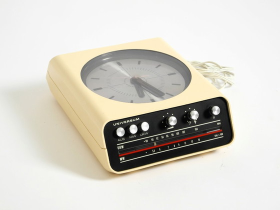 Image 1 of Original 1970s UNIVERSUM Wall Clock with Radio by Adriano Rampoldi for Quelle Versand Germany – Made in Italy