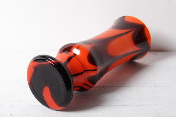 Image 1 of Zeldzame vintage vaas van Murano-glas in twee kleuren (oranje en bruin) uit het midden van de 20e eeuw / Italië / jaren 70