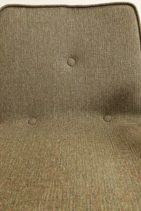 Image 1 of Coppia di poltrone lounge vintage con rivestimento in treccia verde, poltrone restaurate