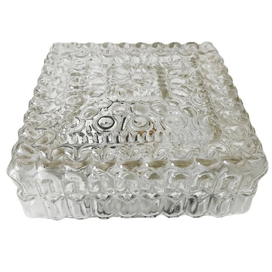 Image 1 of Mid-century square ceiling lamp glass ceiling rose 1960s