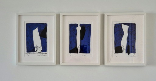 Aki Kuroda "Blue Dance" Set of 3 Prints - Framed