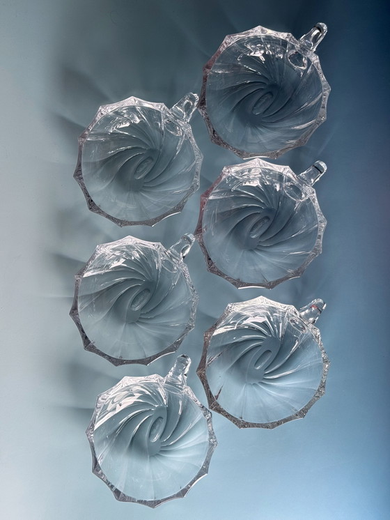 Image 1 of Val Saint Lambert - 6 Coupes à dessert en cristal (Coquilles) - Collection Royale