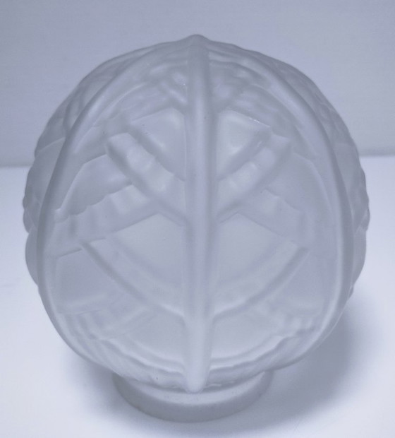 Image 1 of suspension art déco globe verre monture métal chromé